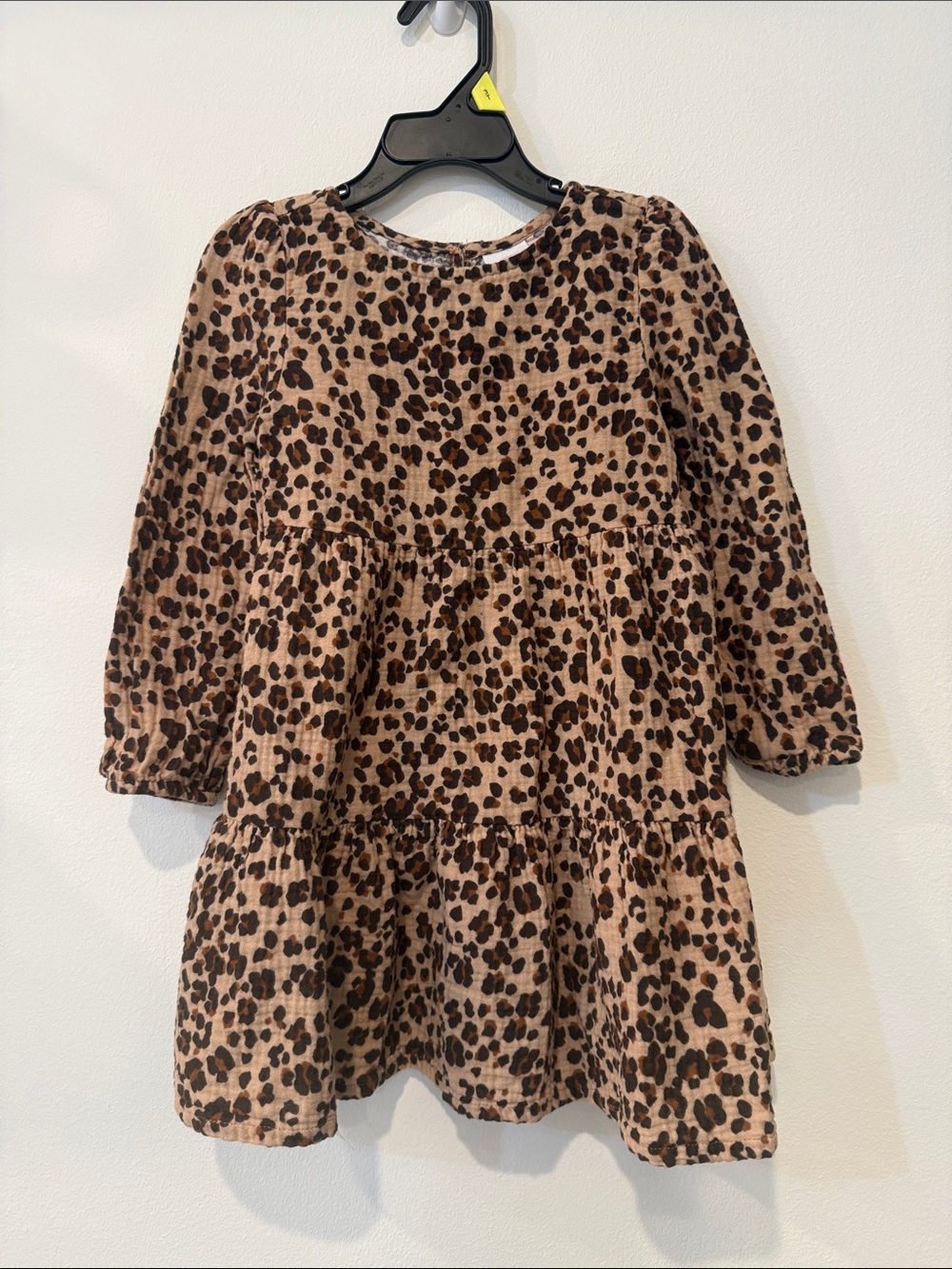 wonder nation Brown Leopard Print Tiered Long-Sleeve Dress